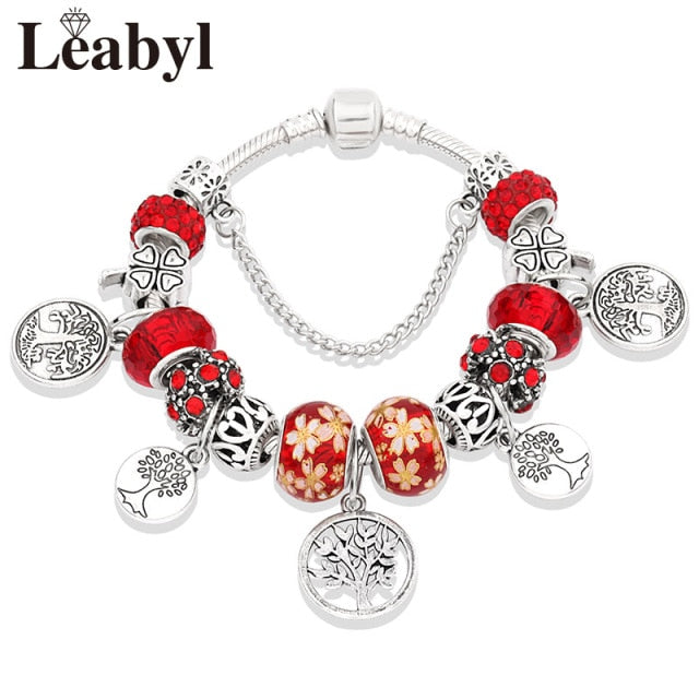 Tibetan Silver Tree of Life Fashion Bead Bracelet
