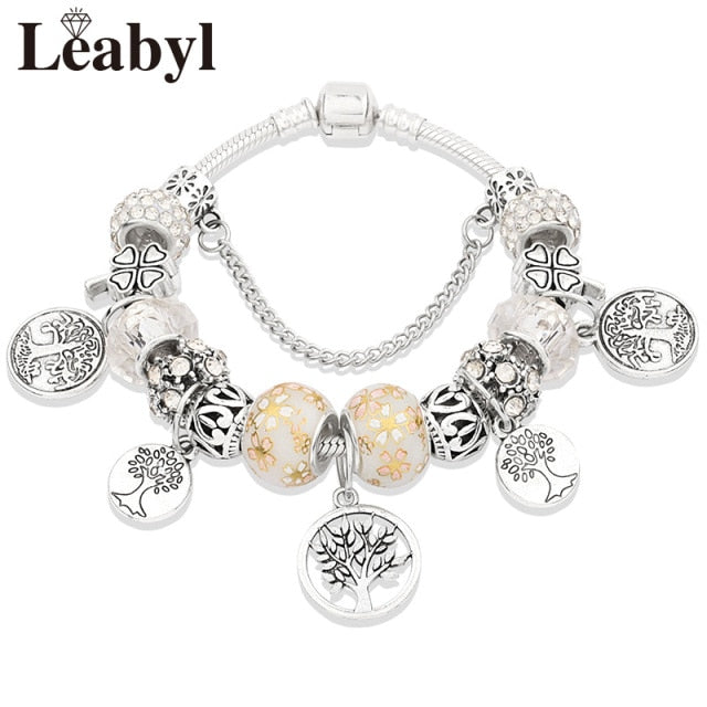 Tibetan Silver Tree of Life Fashion Bead Bracelet