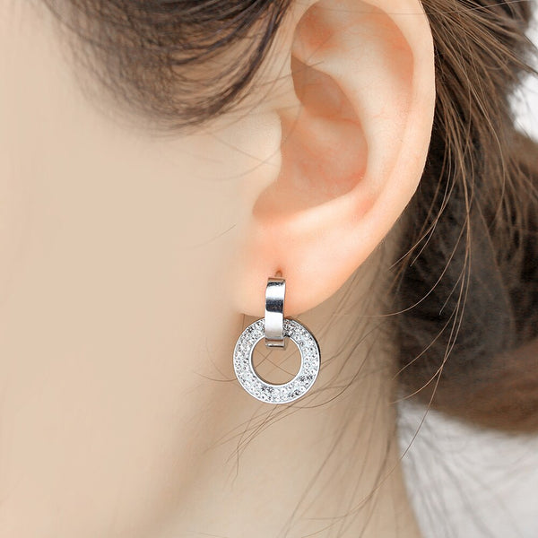 Pendientes de botón de acero inoxidable para mujer