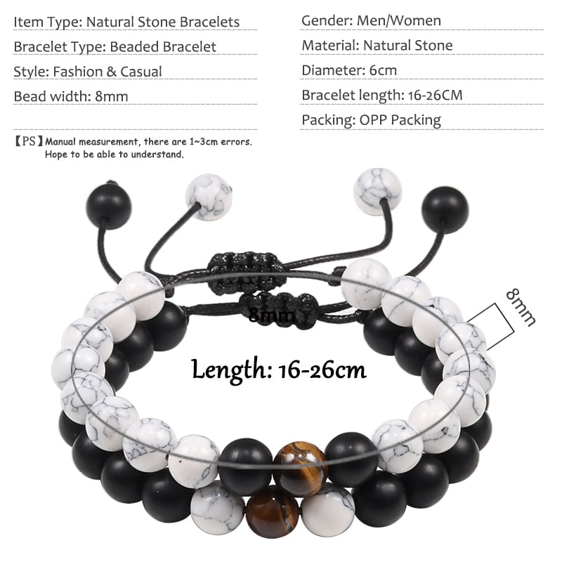 Men Natural Stone YingYang Lava Bead Bracelet