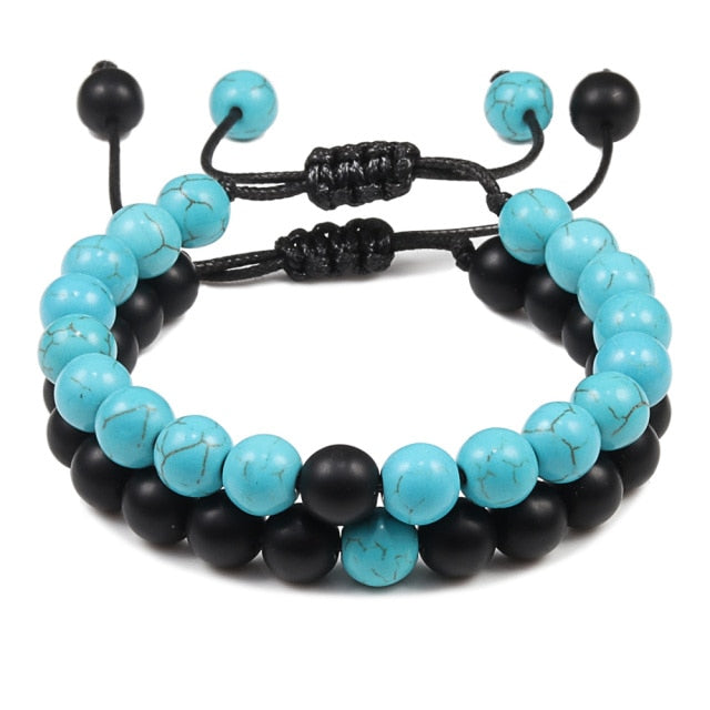 Men Natural Stone YingYang Lava Bead Bracelet