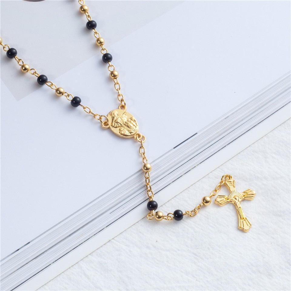 Rosary Necklace Jesus Christ Cross Pendant Necklaces