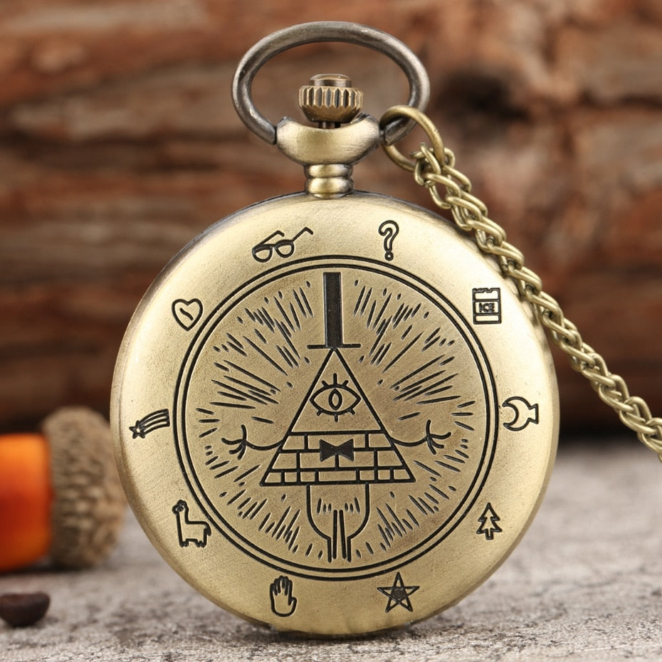 Eye of Providence Weird Town Triangle Devil Quartz Pocket Watch