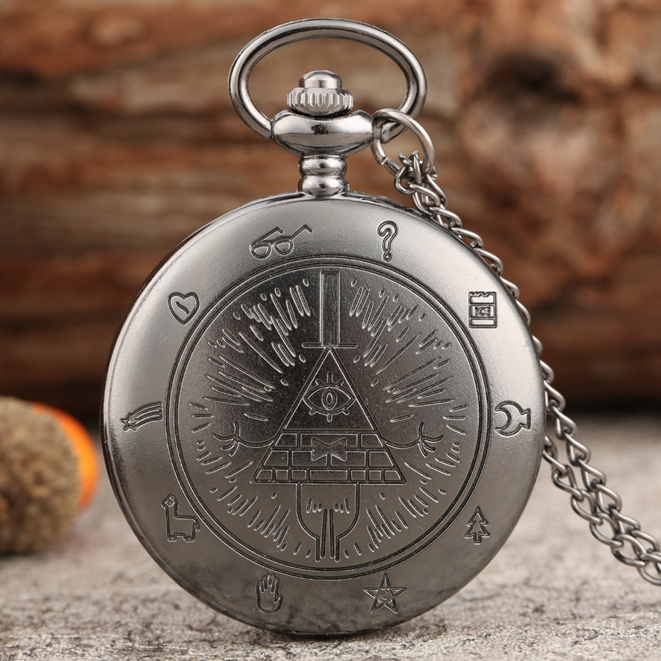 Eye of Providence Weird Town Triangle Devil Quartz Pocket Watch