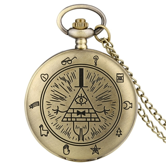 Eye of Providence Weird Town Triangle Devil Quartz Pocket Watch