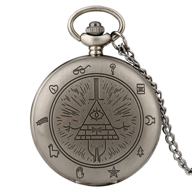 Eye of Providence Weird Town Triangle Devil Quartz Pocket Watch