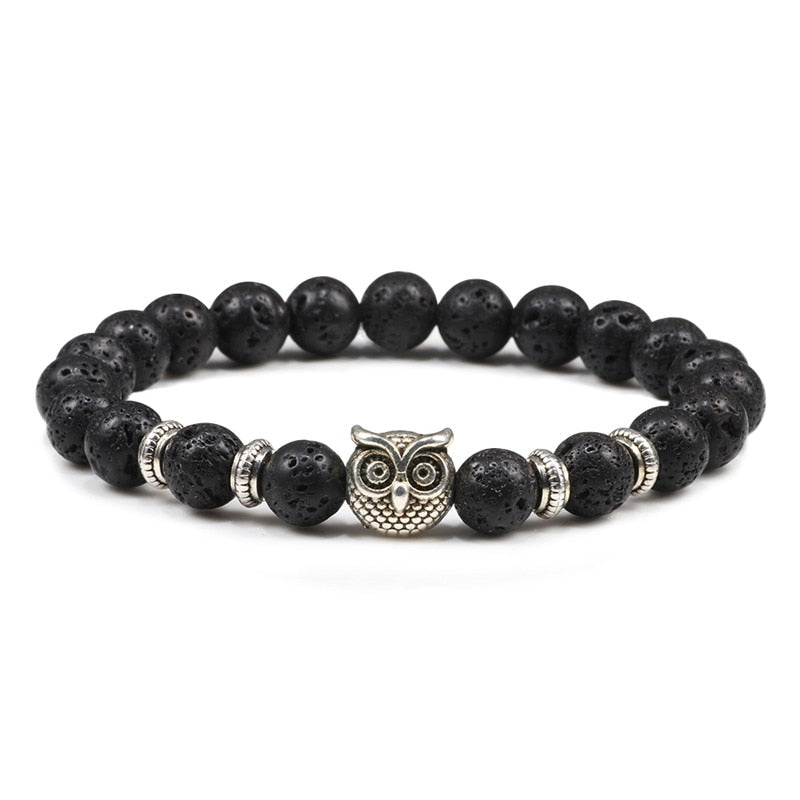 Black Lava Tiger Eye Weathered Stone Bracelets