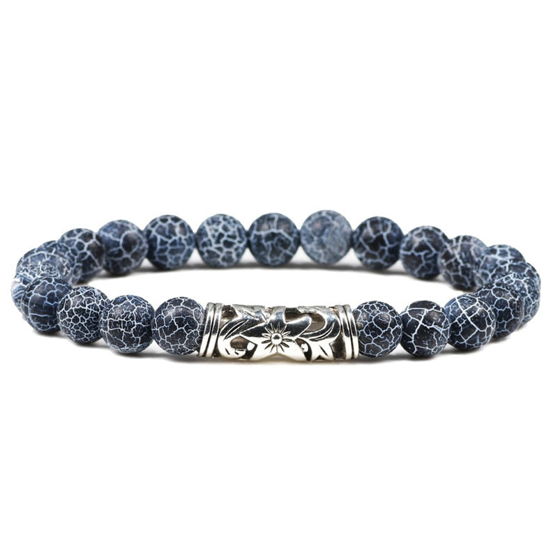 Black Lava Tiger Eye Weathered Stone Bracelets
