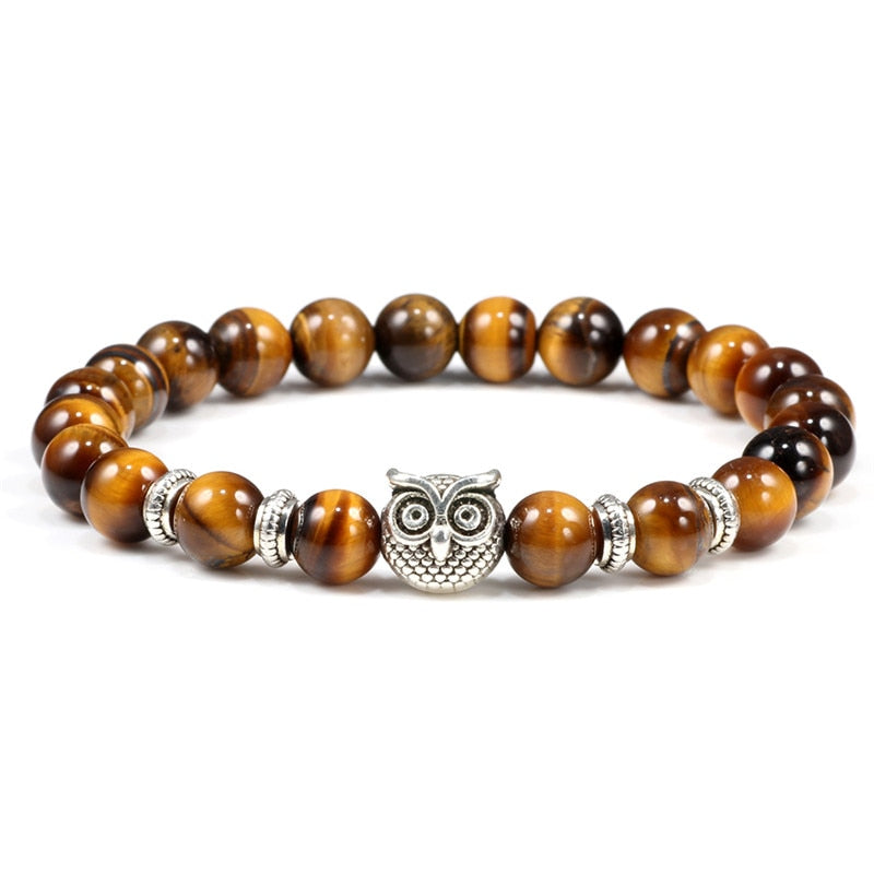 Black Lava Tiger Eye Weathered Stone Bracelets