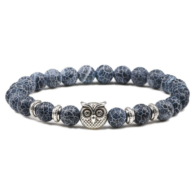 Black Lava Tiger Eye Weathered Stone Bracelets