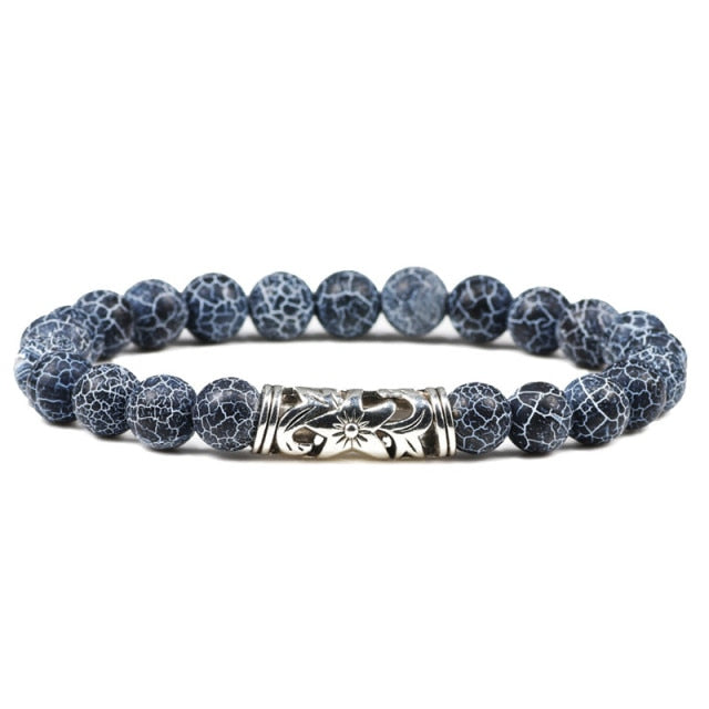 Black Lava Tiger Eye Weathered Stone Bracelets