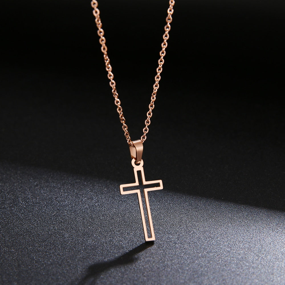 Rose Gold Color Chain Cross Necklace