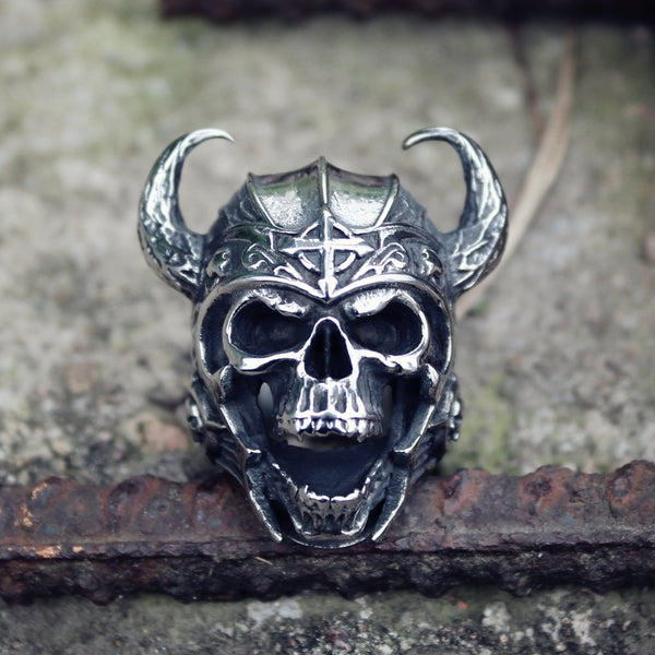 Cool Silver Color 316L Stainless Steel Viking Warrior Skull Rings
