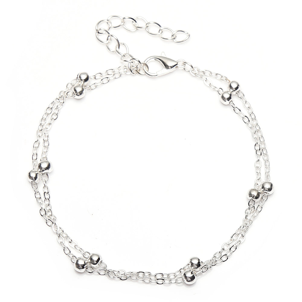 New Bell Beaded Silver Color Anklets For Women
