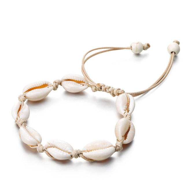 Bohemian Natural Shell Conch Rope Anklets For Women