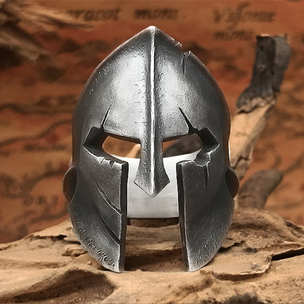 Cool Classic Sparta Helmet Ring Men Simple Stainless Steel Warrior Rings