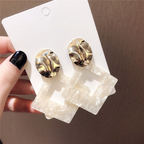 Pendientes de clip de acetato cuadrados de moda sin agujero para mujer