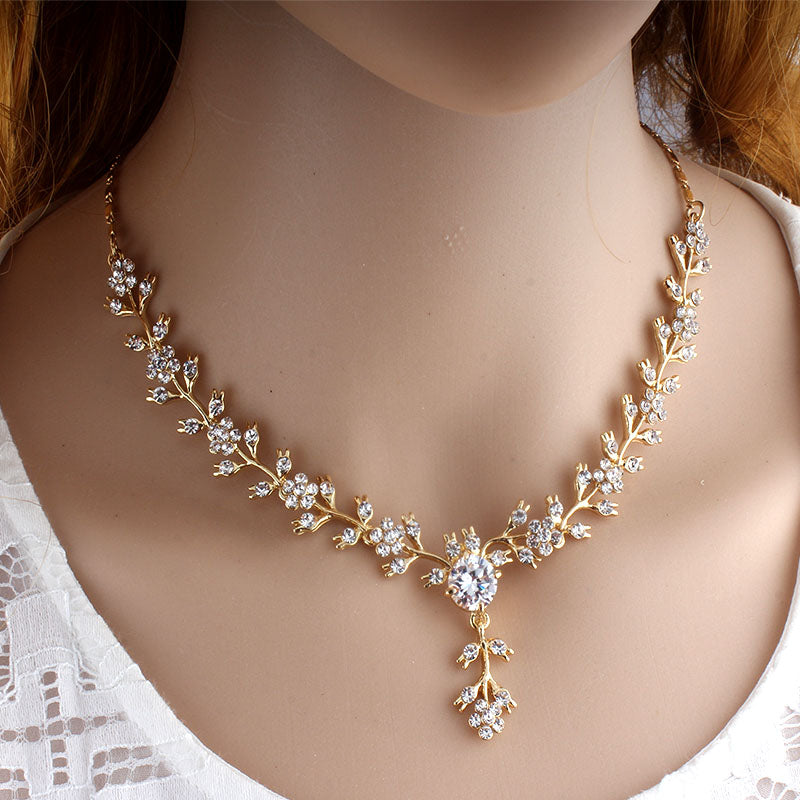 Gold Silver Color  Necklace Earrings Set