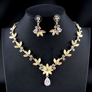 Gold Silver Color  Necklace Earrings Set