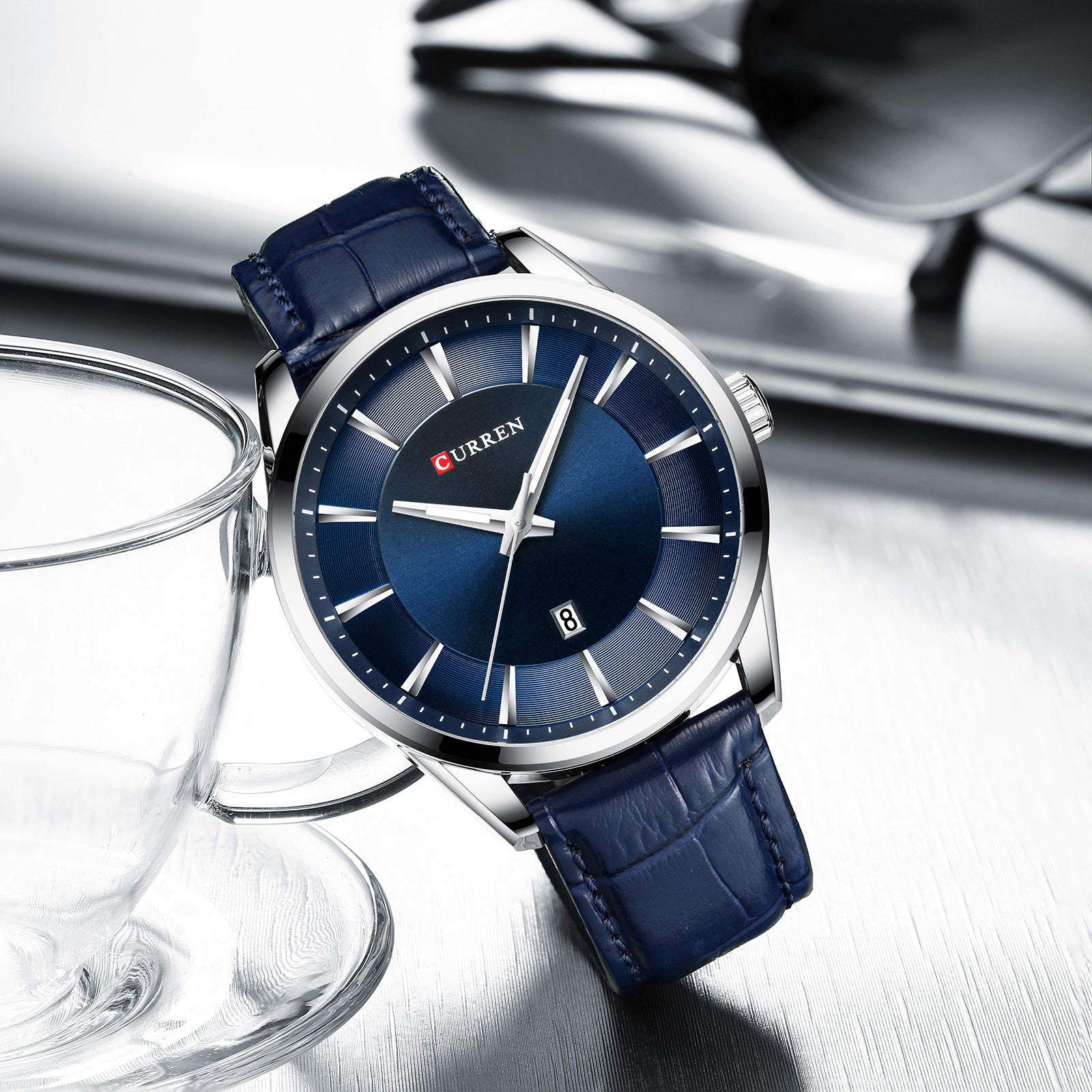 Men Leather Strap Male Wristwatches Top Luxury  Business Men's Clock