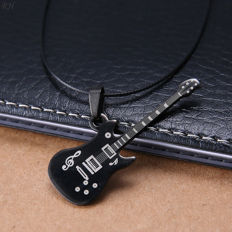 Fashion 316L Stainless Steel Guitar Necklace