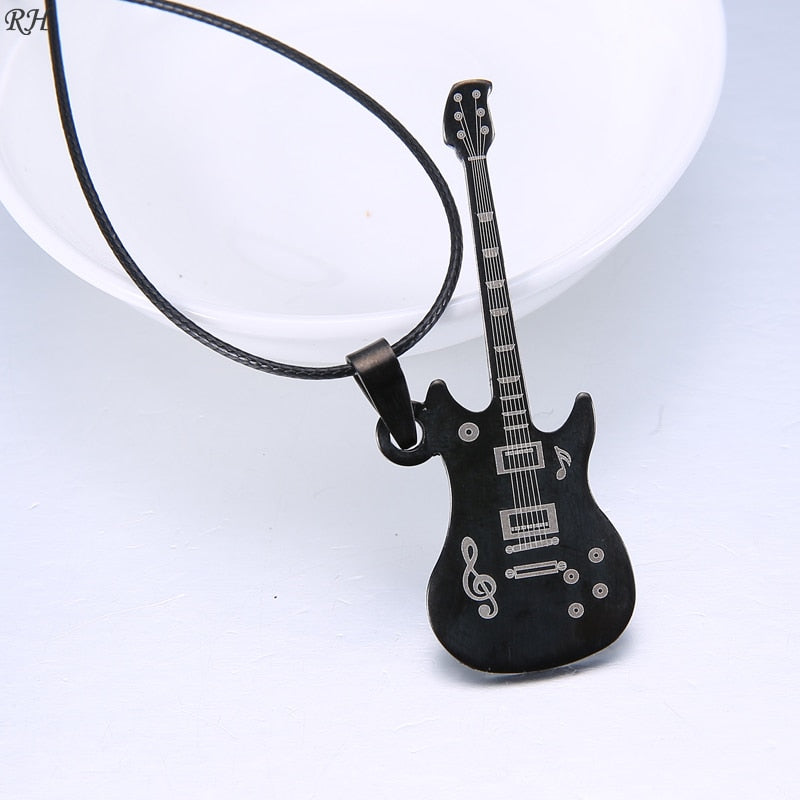 Fashion 316L Stainless Steel Guitar Necklace