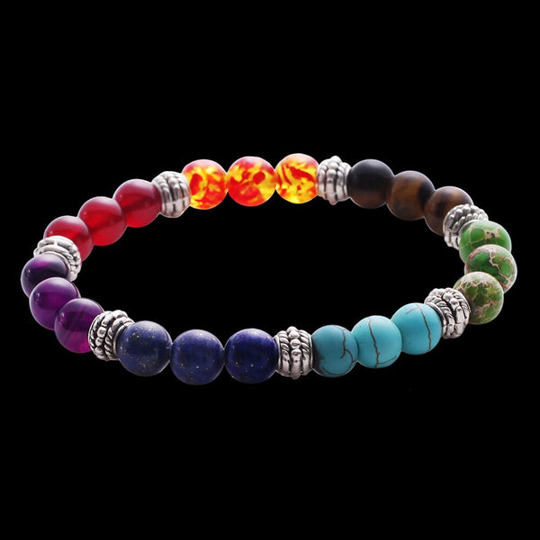 7 Chakra Mixed Stone  Chakra Pray Mala Bracelet