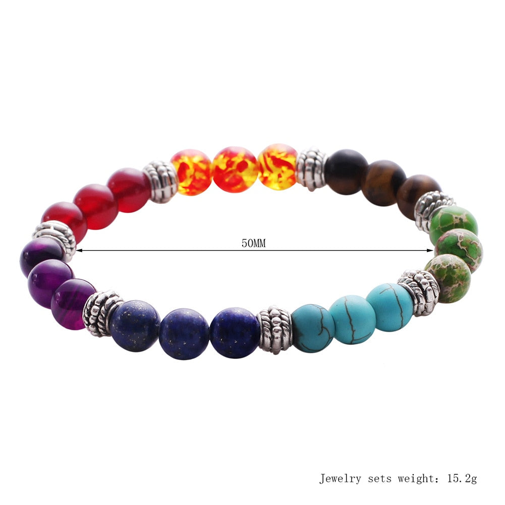 7 Chakra Mixed Stone  Chakra Pray Mala Bracelet