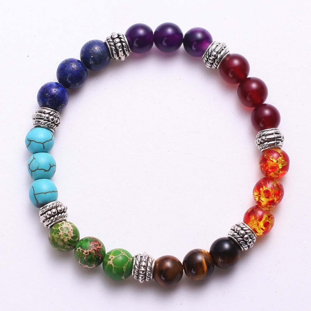 7 Chakra Mixed Stone  Chakra Pray Mala Bracelet