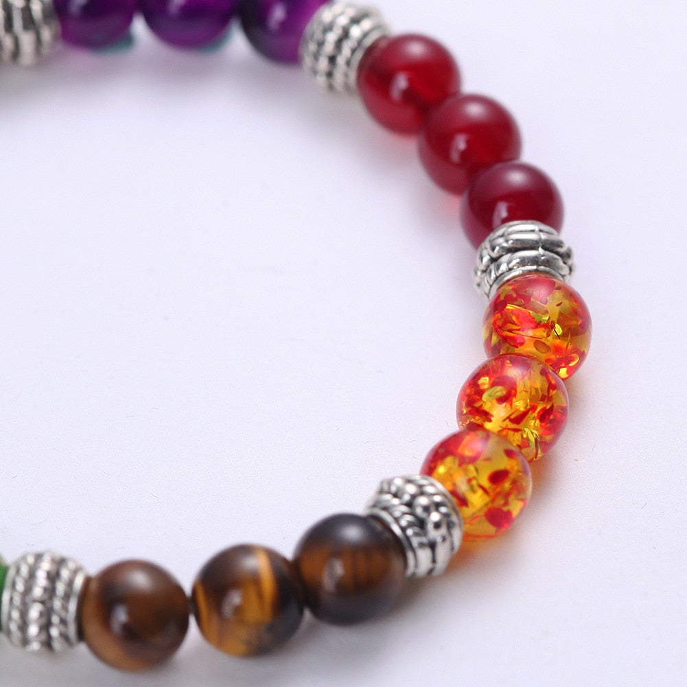 7 Chakra Mixed Stone  Chakra Pray Mala Bracelet