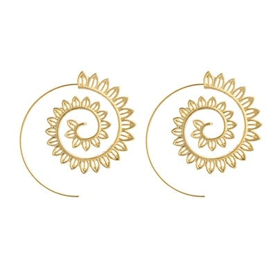 Trendy Gold Silver Color Round Spiral Earrings