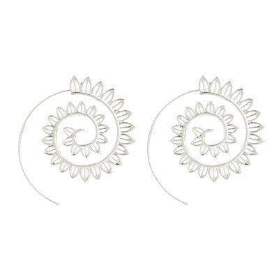 Trendy Gold Silver Color Round Spiral Earrings