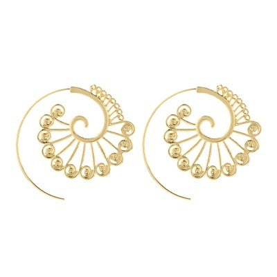 Trendy Gold Silver Color Round Spiral Earrings