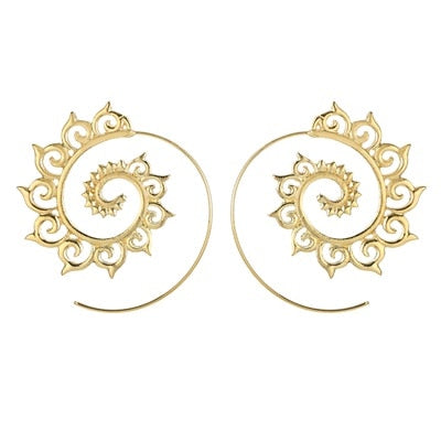 Trendy Gold Silver Color Round Spiral Earrings