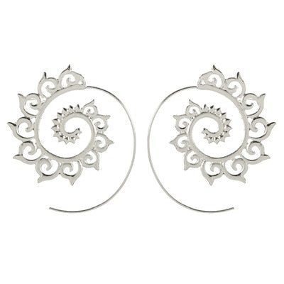 Trendy Gold Silver Color Round Spiral Earrings