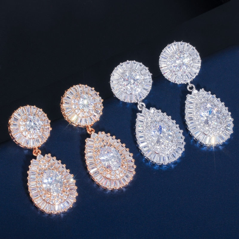 Luxury Cubic Zirconia Necklace Earring Bracelet Party Jewelry Set