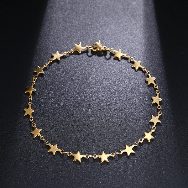 Pulseras con colgante de pentagrama dorado y plateado para mujer que no se decoloran.