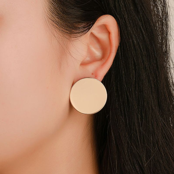 Gold Glossy Round clip earrings without piercing