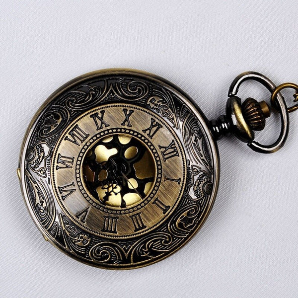 Vintage Bronze Steampunk  Quartz Necklace Pocke Watch