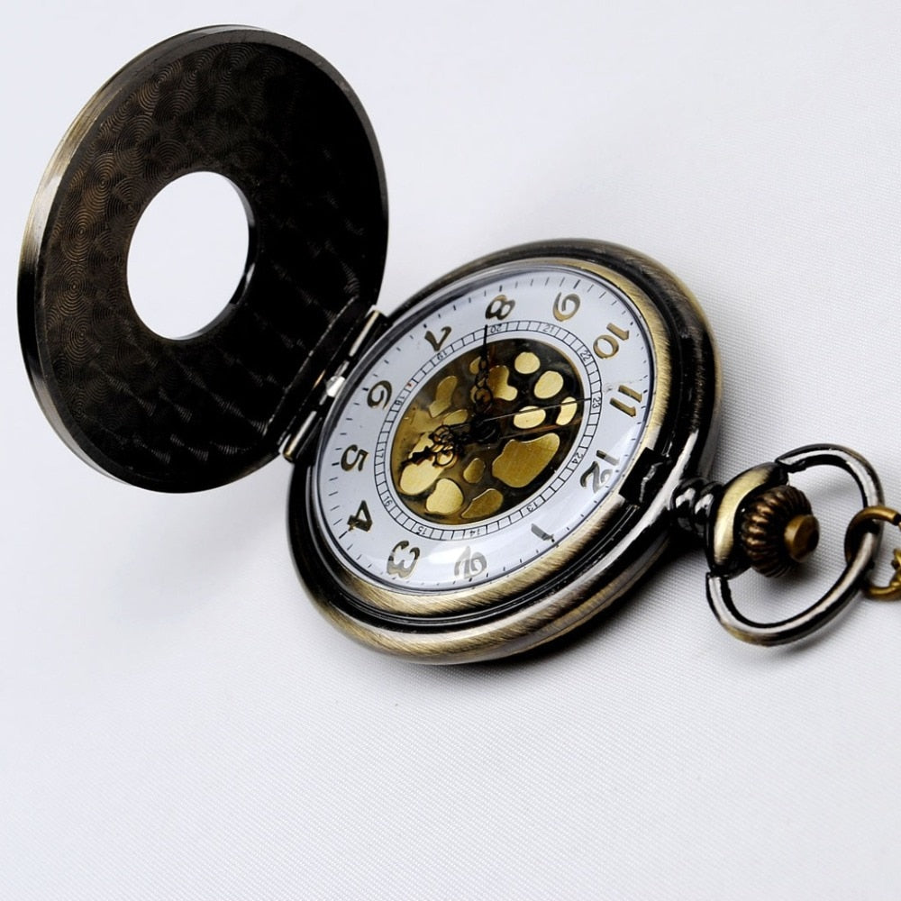Vintage Bronze Steampunk  Quartz Necklace Pocke Watch