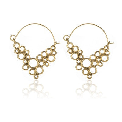 Vintage Gold Silver Color Metal Dangle Hollow Earrings