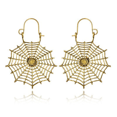 Vintage Gold Silver Color Metal Dangle Hollow Earrings