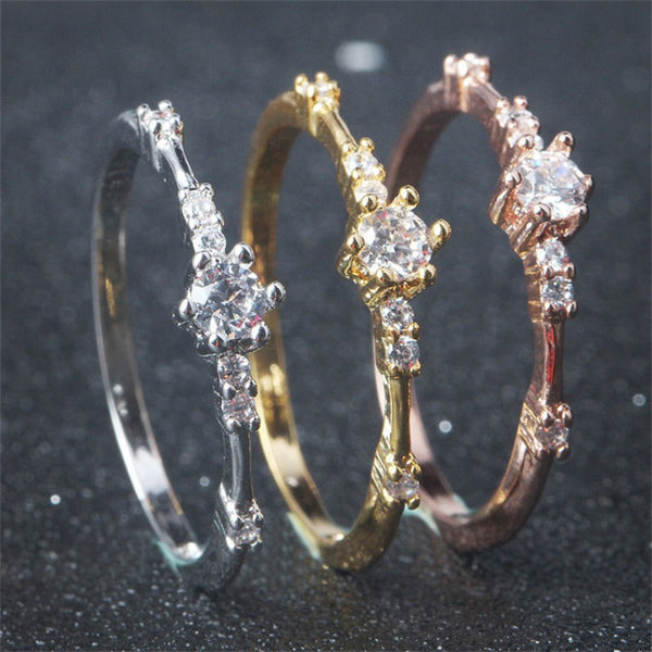 Simple Yellow Gold Small Fresh Agete Style Multicolor Ring