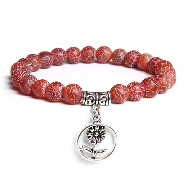 Handmade Natural Stone Lotus Ohm Buddha Beads Bracelet