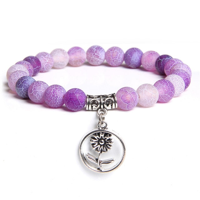 Handmade Natural Stone Lotus Ohm Buddha Beads Bracelet