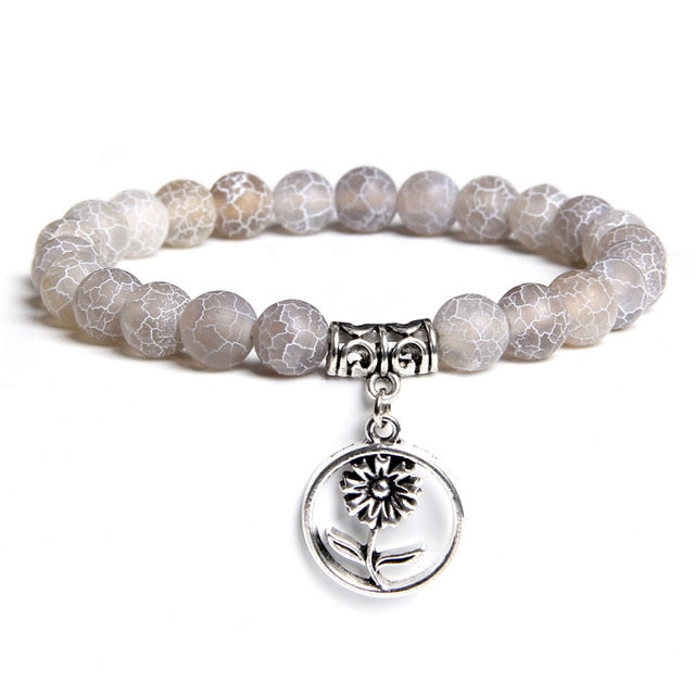 Handmade Natural Stone Lotus Ohm Buddha Beads Bracelet