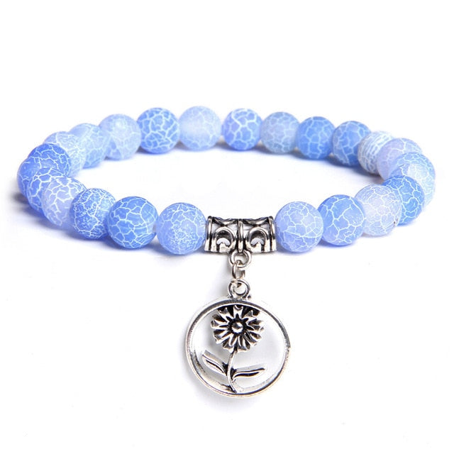 Handmade Natural Stone Lotus Ohm Buddha Beads Bracelet