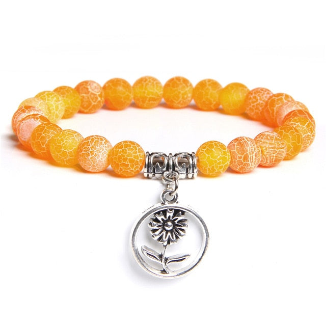 Handmade Natural Stone Lotus Ohm Buddha Beads Bracelet
