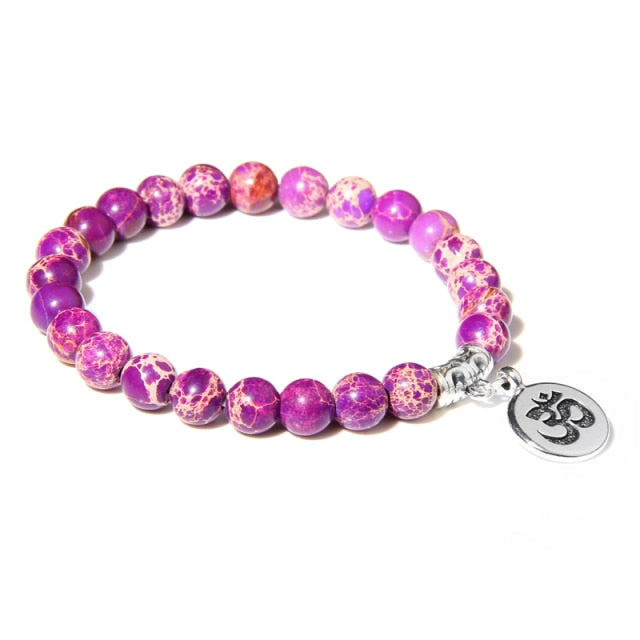 Handmade Natural Stone Lotus Ohm Buddha Beads Bracelet