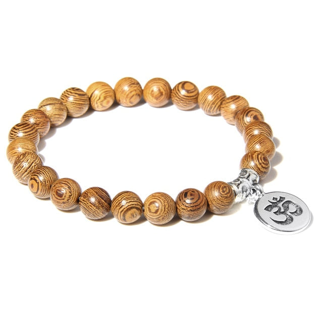 Handmade Natural Stone Lotus Ohm Buddha Beads Bracelet